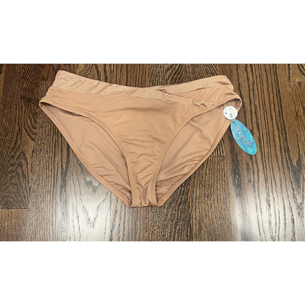 mynah full coverage women’s bikini bottom sz. L tan NWT.